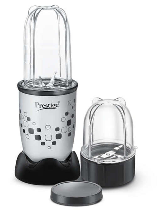 Prestige Nutri-Mix 2.0, 350W Mixer Grinder with 2 Multipurpose Jars | Compact Design | Dual Safety Interlock System | Extra Lids for Storage | Black & Grey